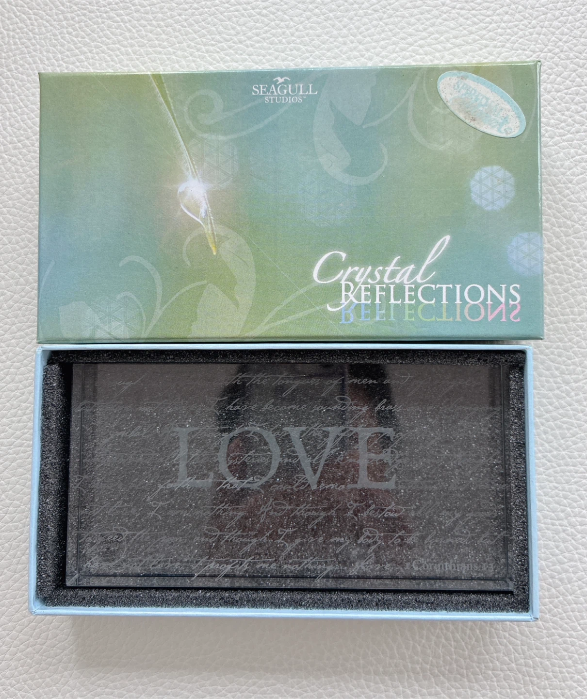 Seagull Studios Crystal Reflections "Love" Glass Block