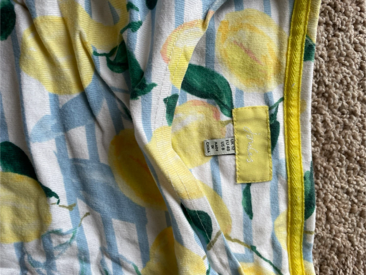 Joules Long Sleeve Striped Lemon T-Shirt - UK 12 - photo 2
