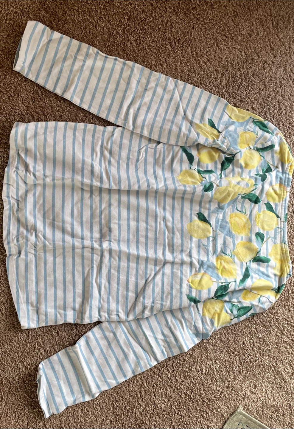 Joules Long Sleeve Striped Lemon T-Shirt - UK 12