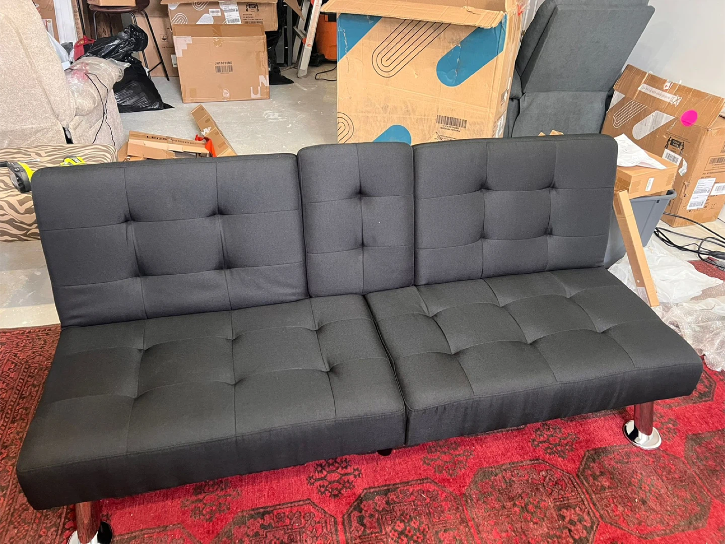 Black Futon Sofa with Cup Holders - photo 4