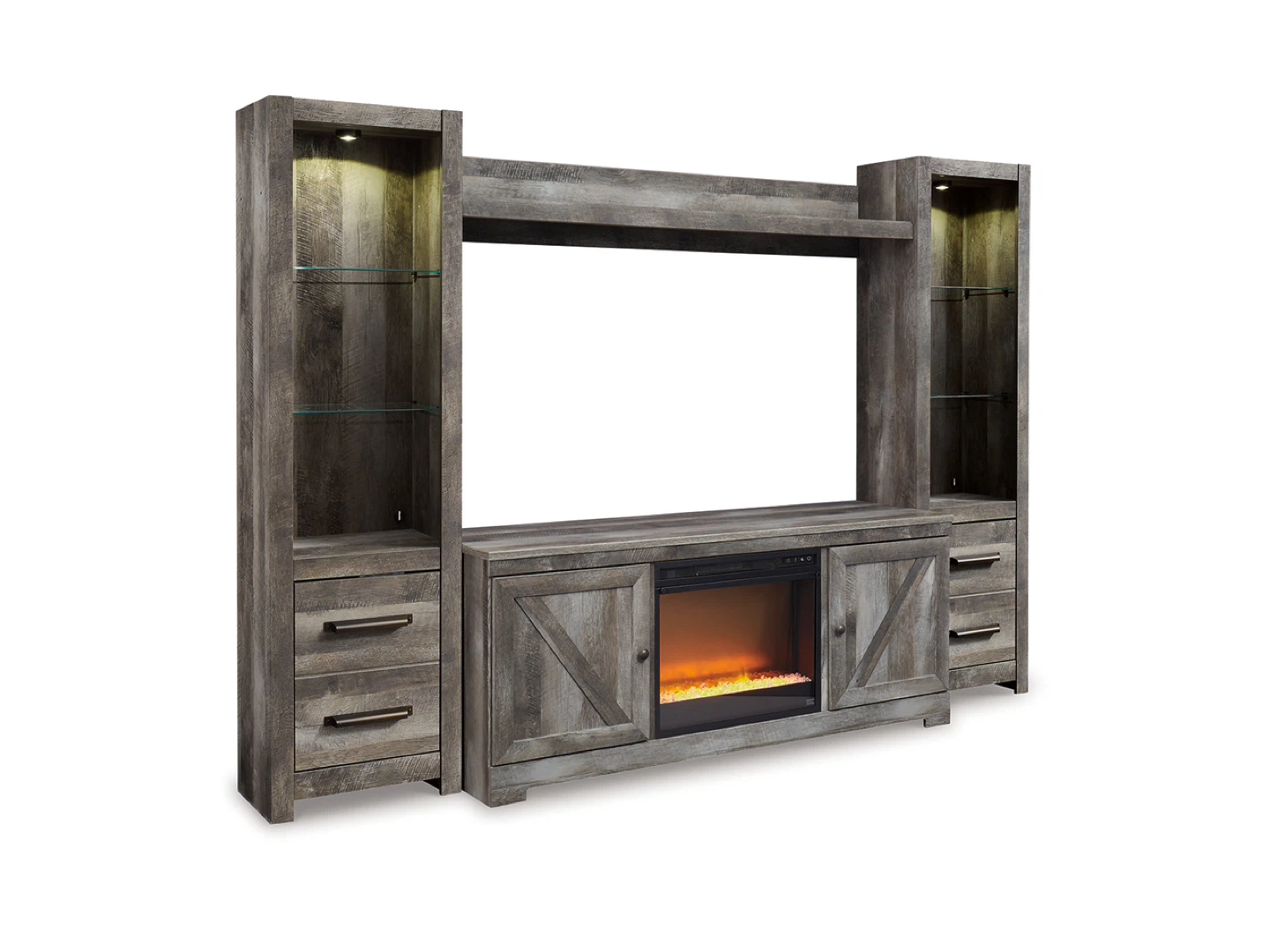 Farmhouse Style TV Stand with Fireplace