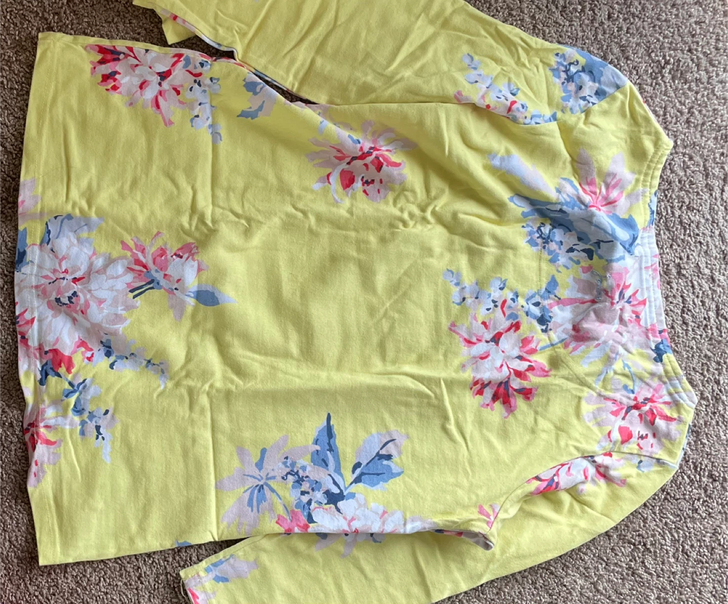 Joules Yellow Floral Long Sleeve Top UK 12
