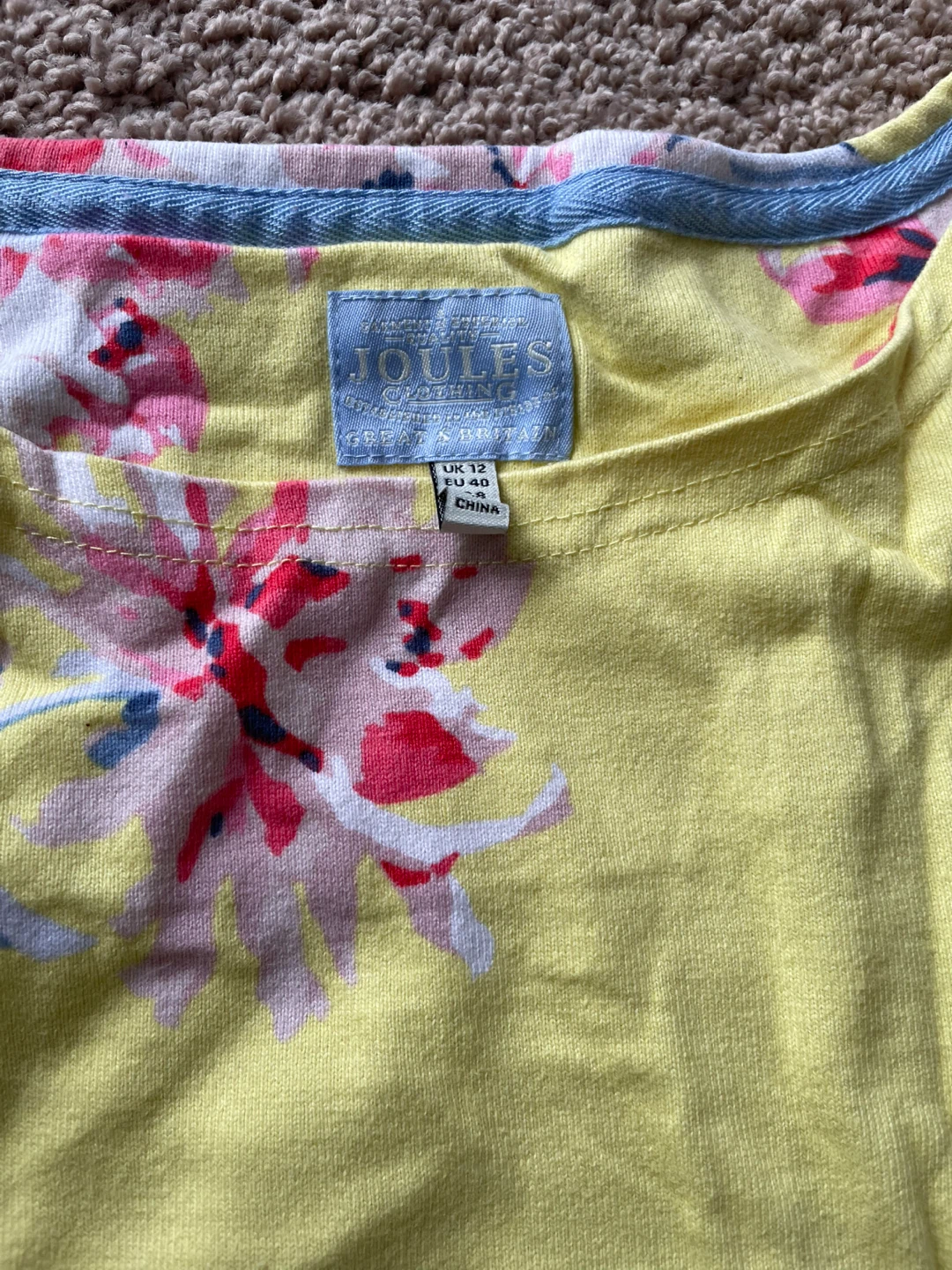 Joules Yellow Floral Long Sleeve Top UK 12 - photo 2