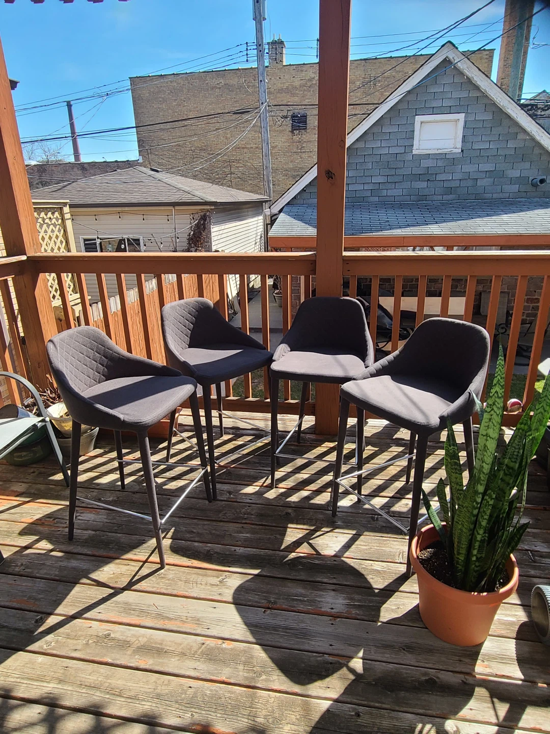 Set of 4 Dark Gray Bar Stools
