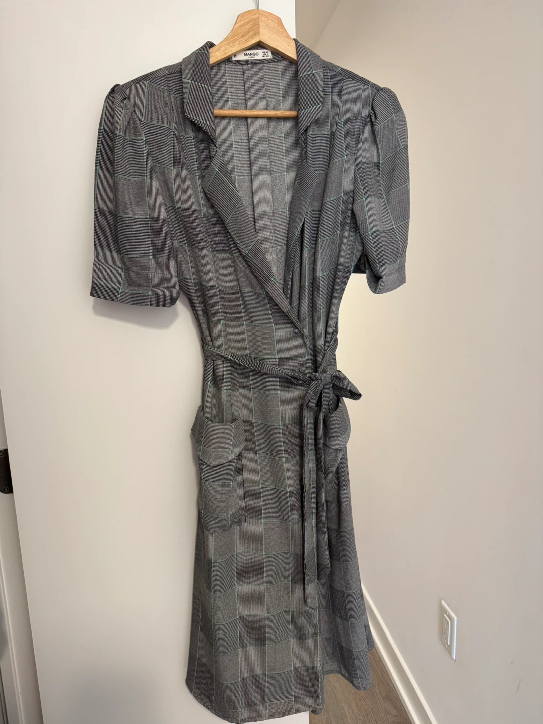 MANGO Casual-Office Plaid Wrap Dress