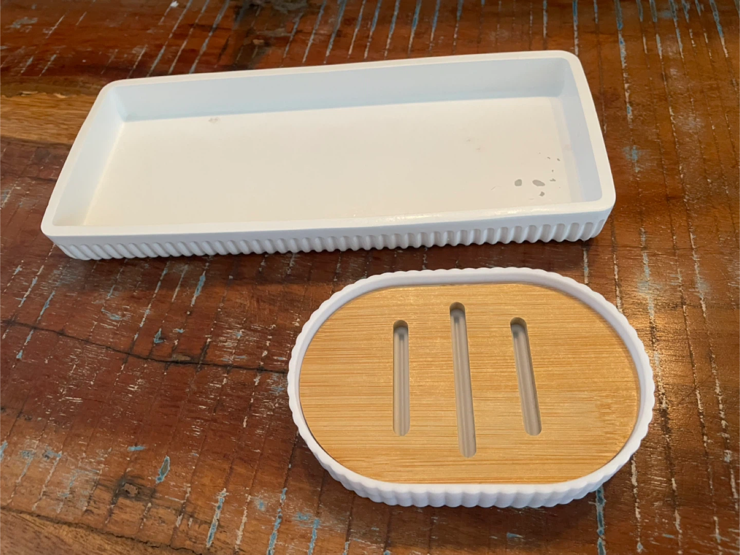 🥕White Tray + Soap Dish with Bamboo Insert