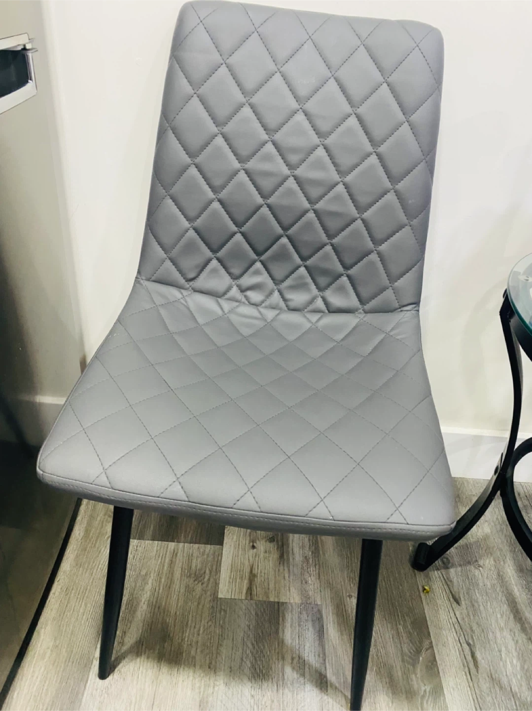 Grey Quilted Dining Chair