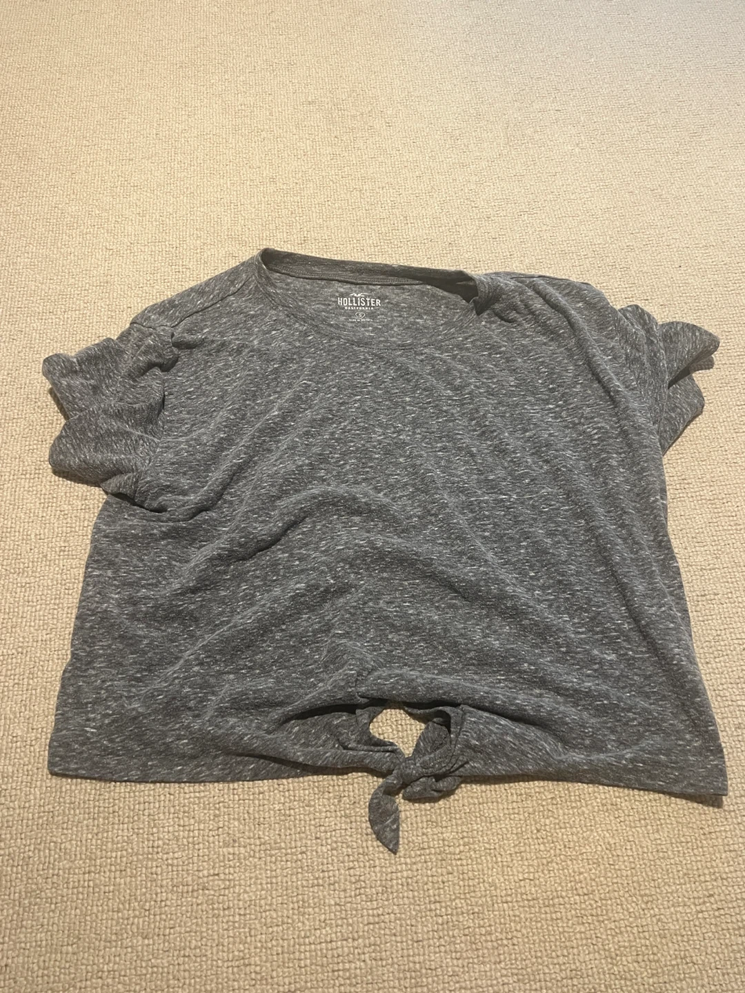 Hollister Grey Heathered Tie-Front T-Shirt