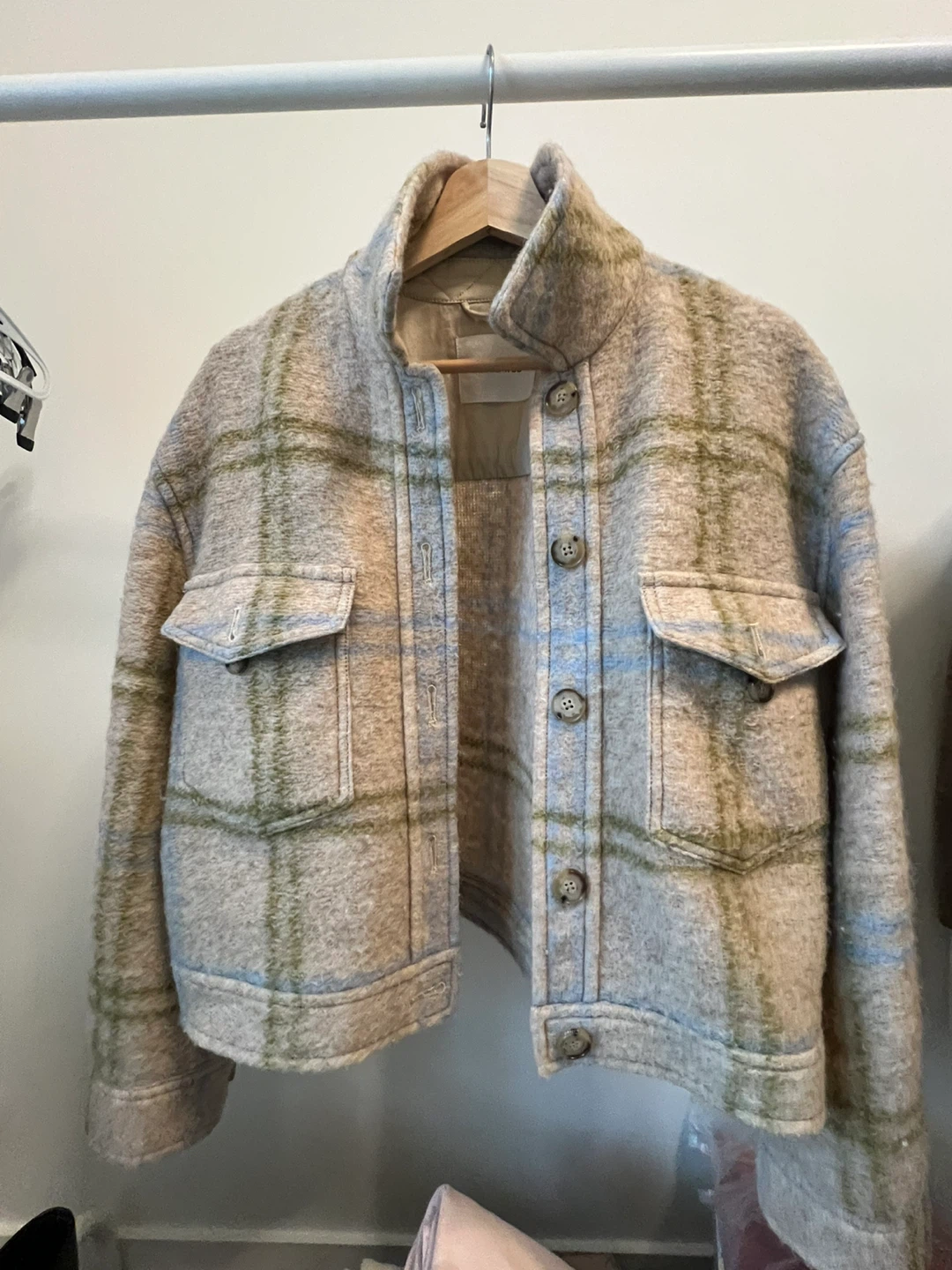 Wilfred Free Plaid Button-Up Jacket