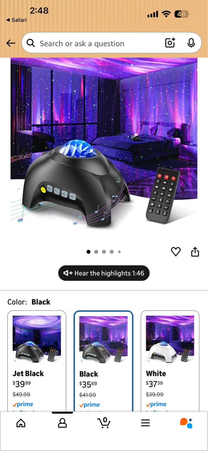 Star Projector Night Light with Remote