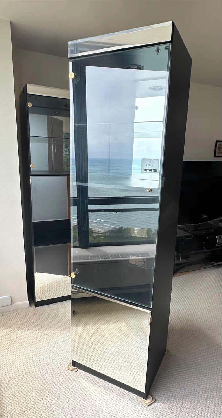 LIGHTED MIRROR WALL UNIT/DISPLAY/BAR CABINET WITH STORAGE - photo 2