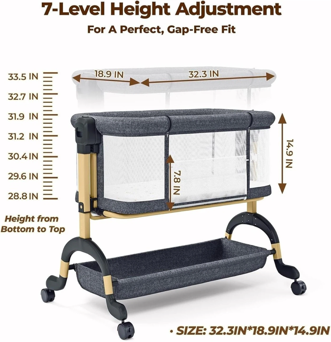 Brand New Ezebaby Bassinet with 6 Level Height Adjustment - photo 2