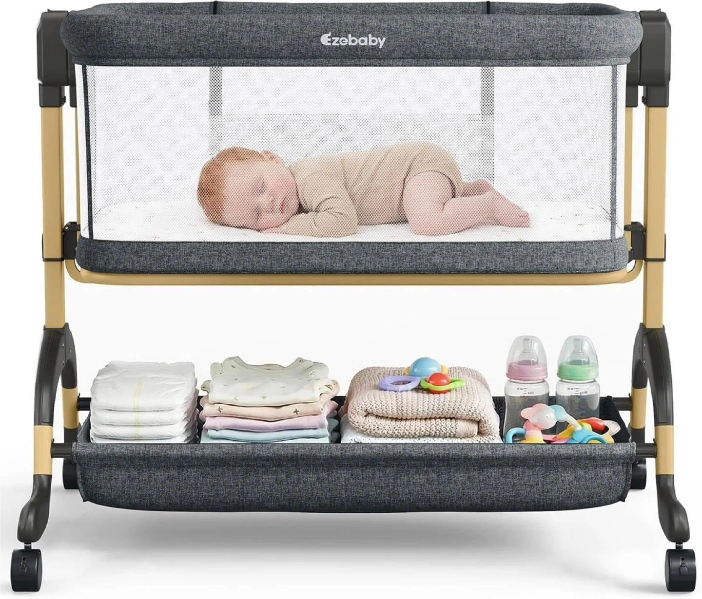 Brand New Ezebaby Bassinet with 6 Level Height Adjustment