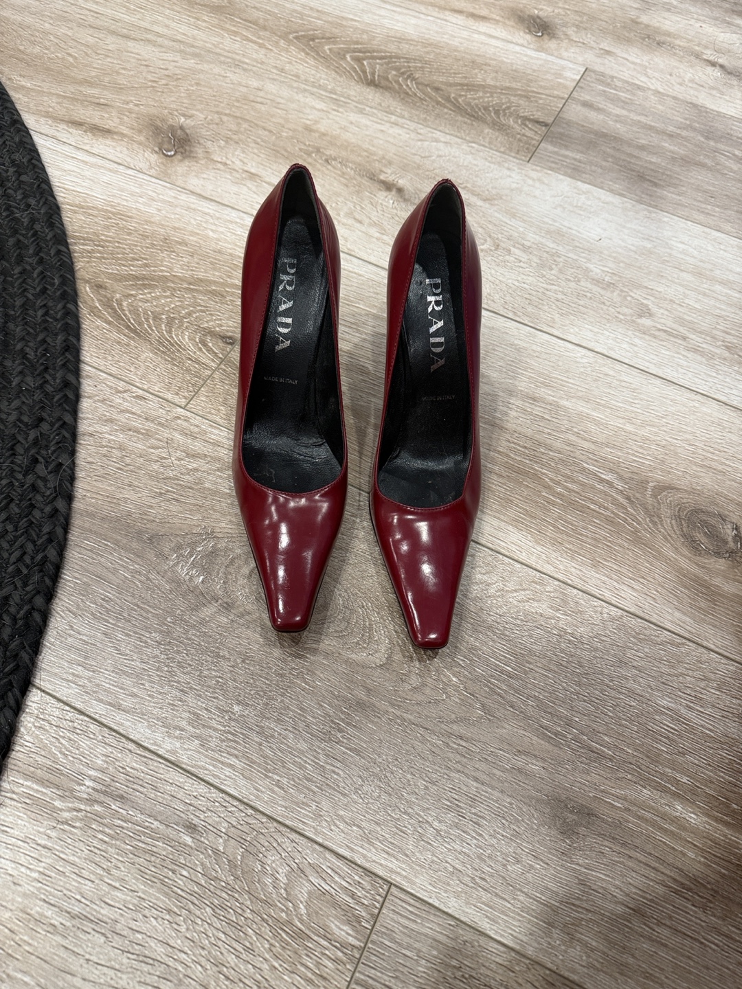 Prada Red Leather Pointed Toe Heels