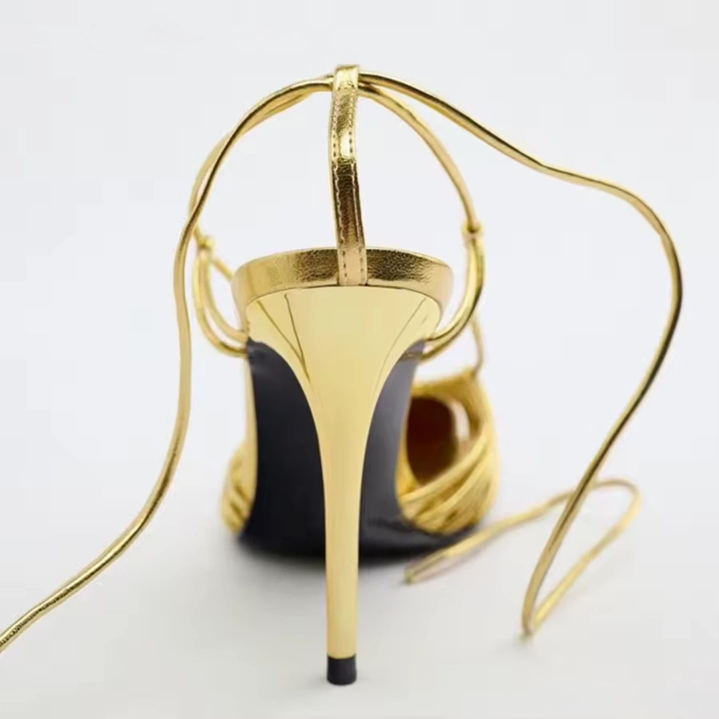 ZARA Lace-Up Metallic High Heel Stiletto - Size 37 - photo 3