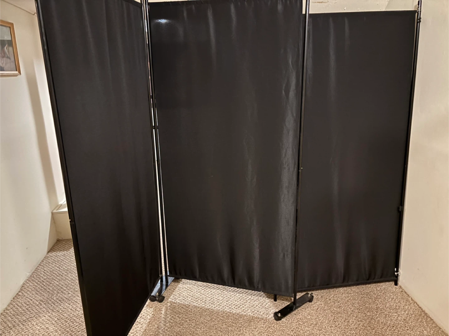 3-Panel Black Folding Room Divider Screen