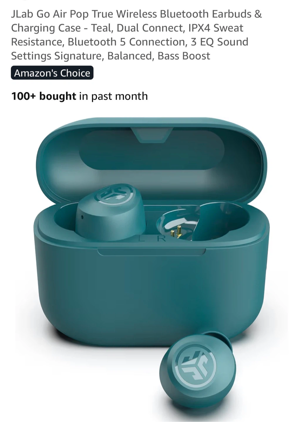 🥕JLab Go Air Pop True Wireless Earbuds & Charging Case - Teal - photo 5