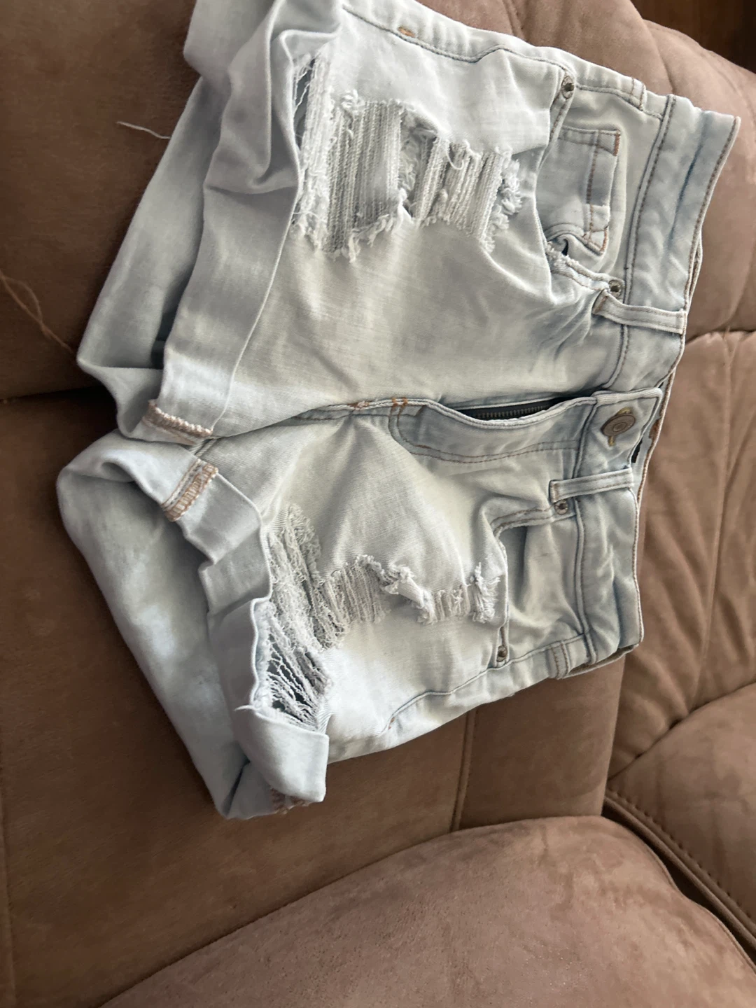 Light Wash Ripped Denim Shorts