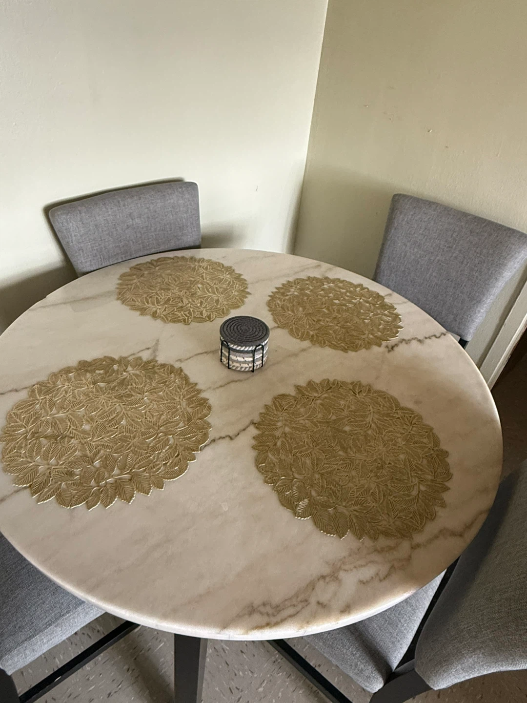 Round Marble Top Dining Table with 4 Chairs - photo 3