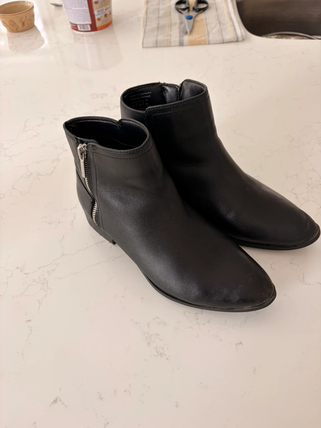 ALDO Black Leather Ankle Boots