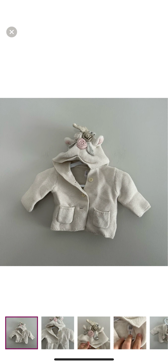 Baby Gap Unicorn Hooded Cardigan 0-3 Months