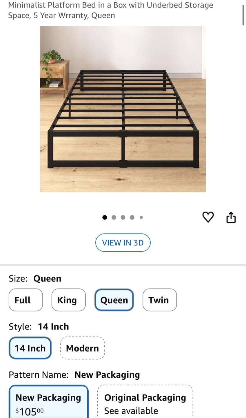 Queen Size Minimalist Platform Bed Frame (zinus bed frame) - photo 2