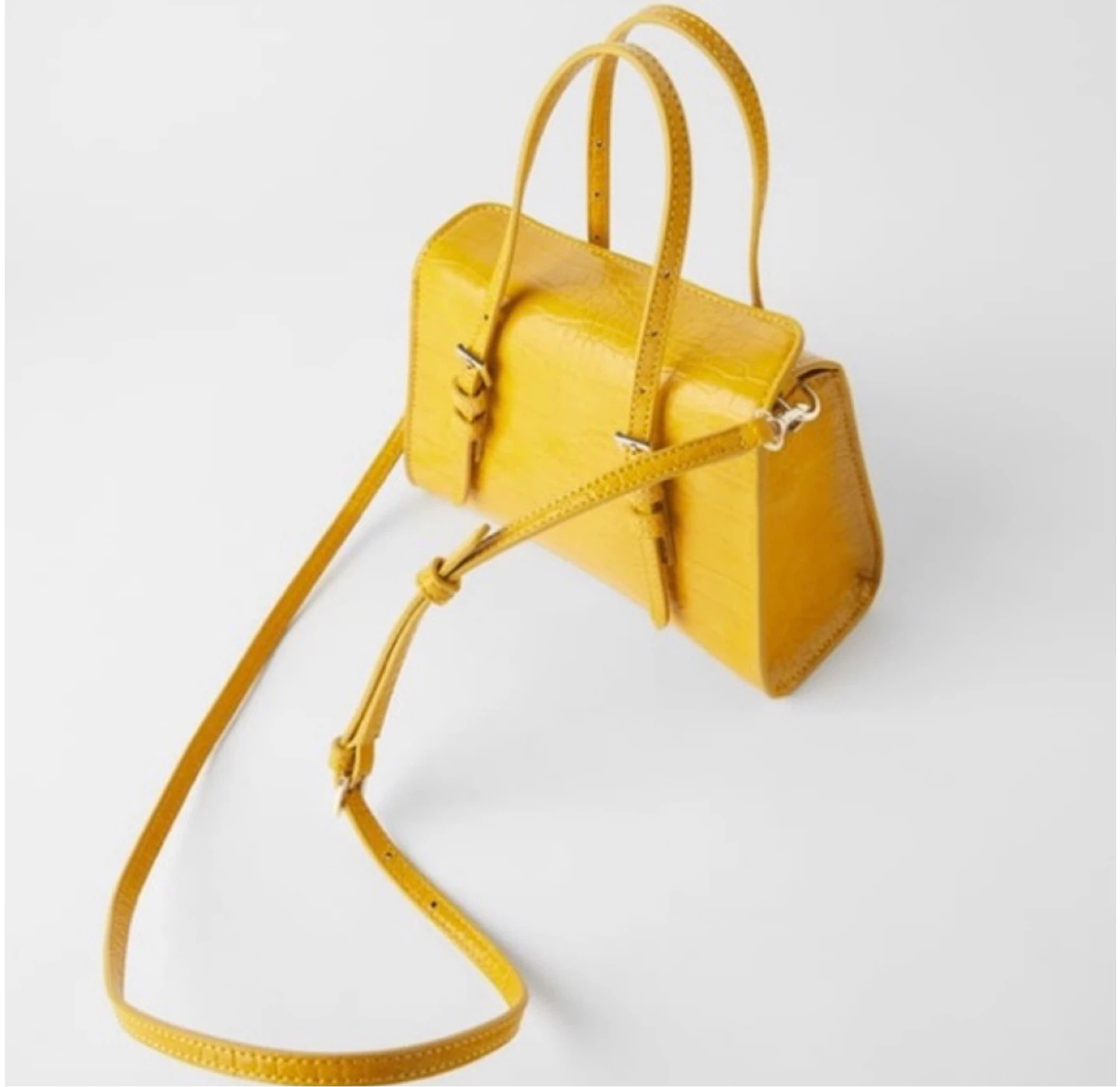 ZARA Mustard Yellow Mini City Bag - Structured Flap Design - photo 3