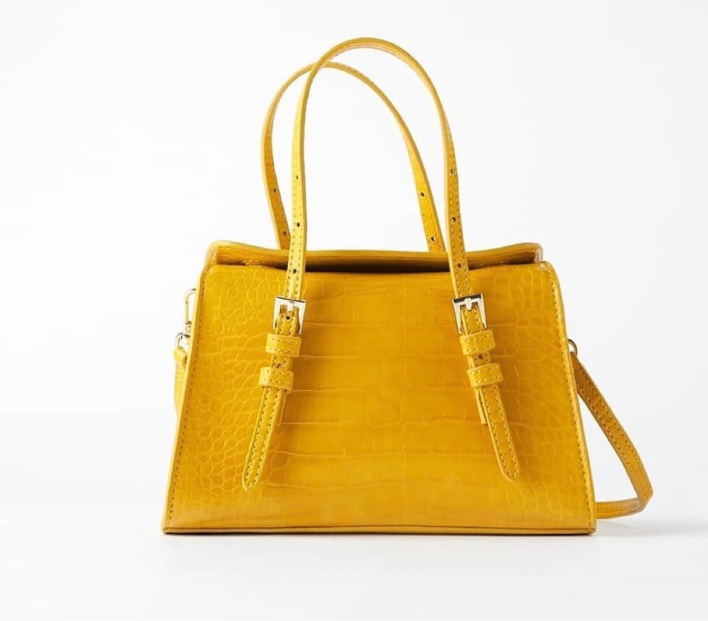 ZARA Mustard Yellow Mini City Bag - Structured Flap Design