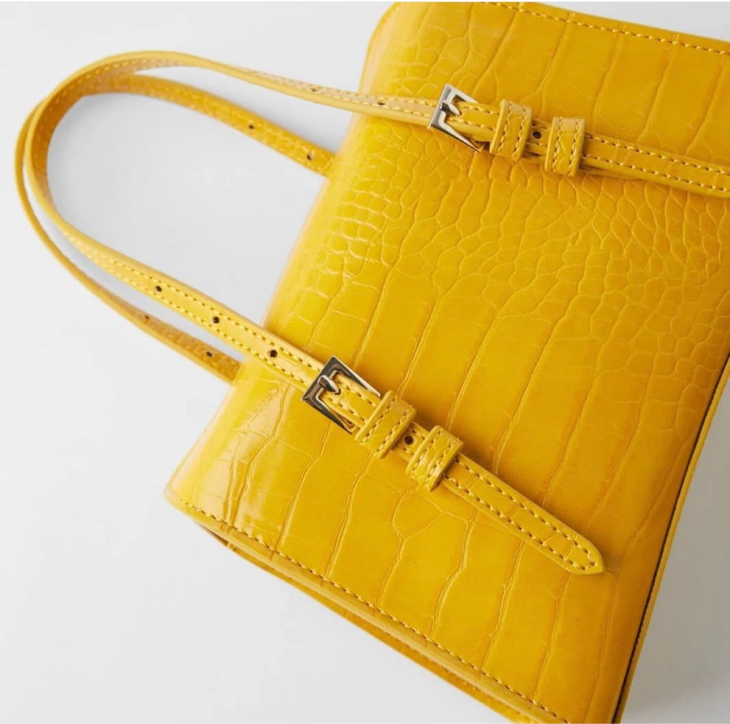 ZARA Mustard Yellow Mini City Bag - Structured Flap Design - photo 2