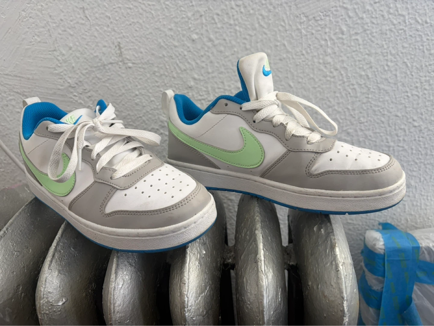 Nike Court Vision Low 2 TD Shoes White/Gray/Lime Green Size 5Y