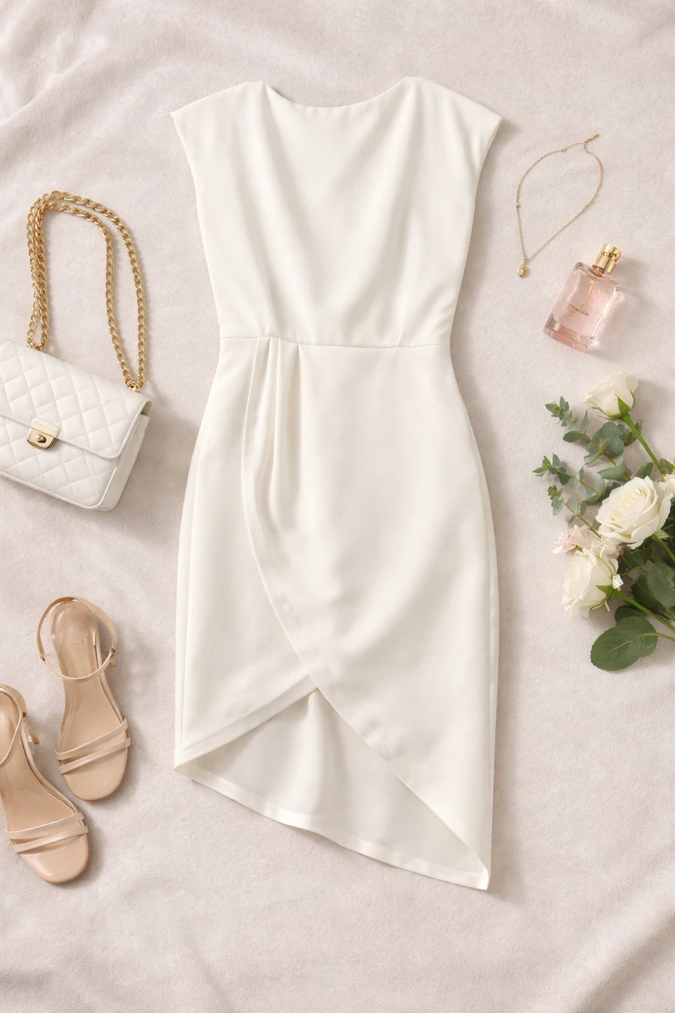 White Cap Sleeve Tulip Hem Dress - photo 2