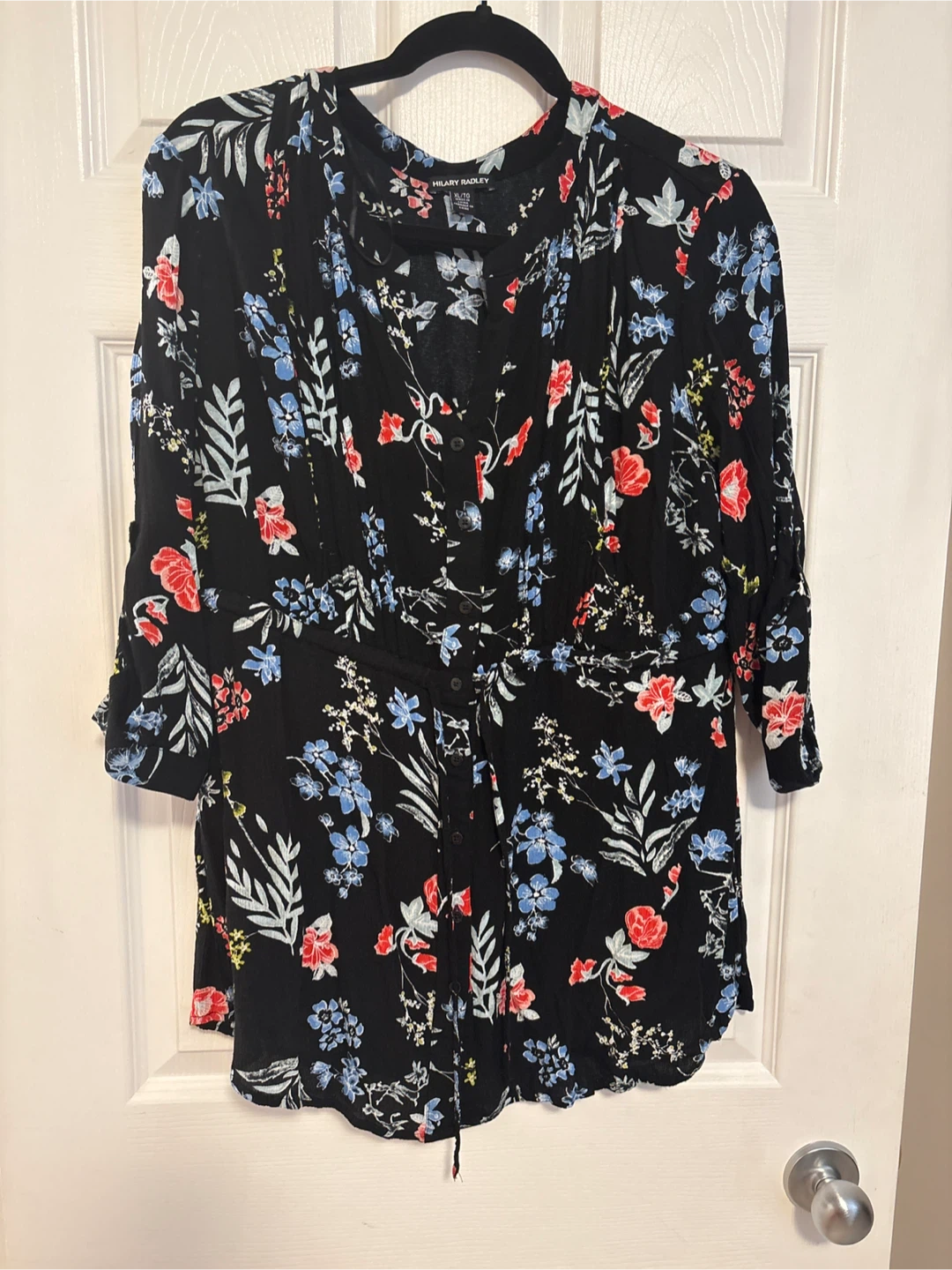 Hilary Radley Black Floral Print Blouse XL/TG - photo 3