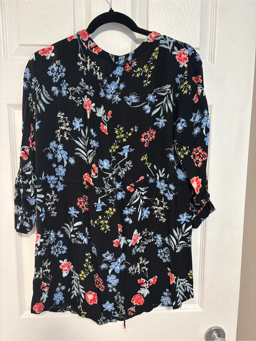 Hilary Radley Black Floral Print Blouse XL/TG - photo 5
