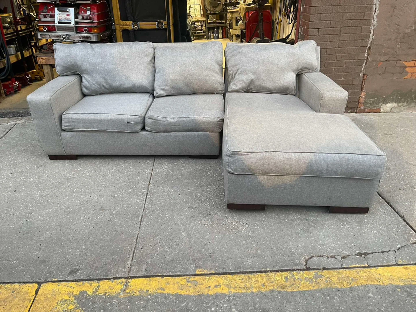 Gray Sectional Sofa with Ottoman