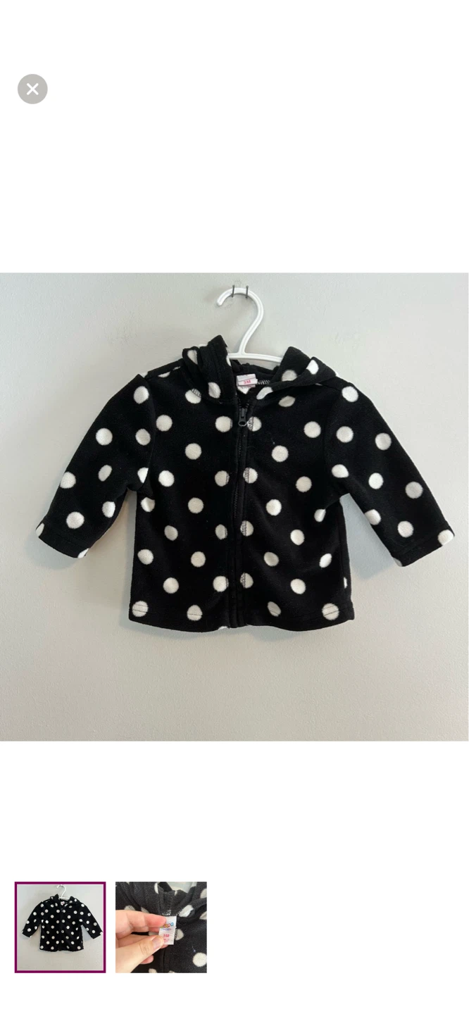 Circo Baby Fleece Hoodie - Black White Polka Dot - 3M