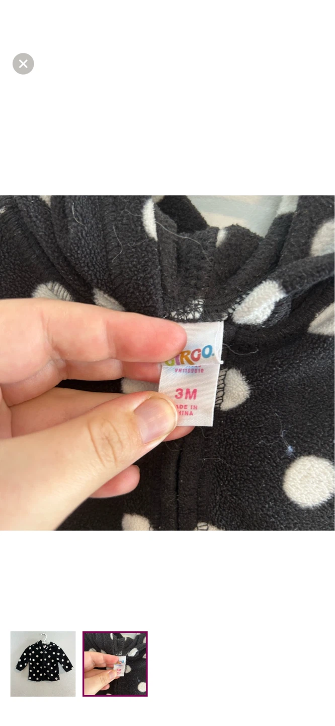 Circo Baby Fleece Hoodie - Black White Polka Dot - 3M - photo 2