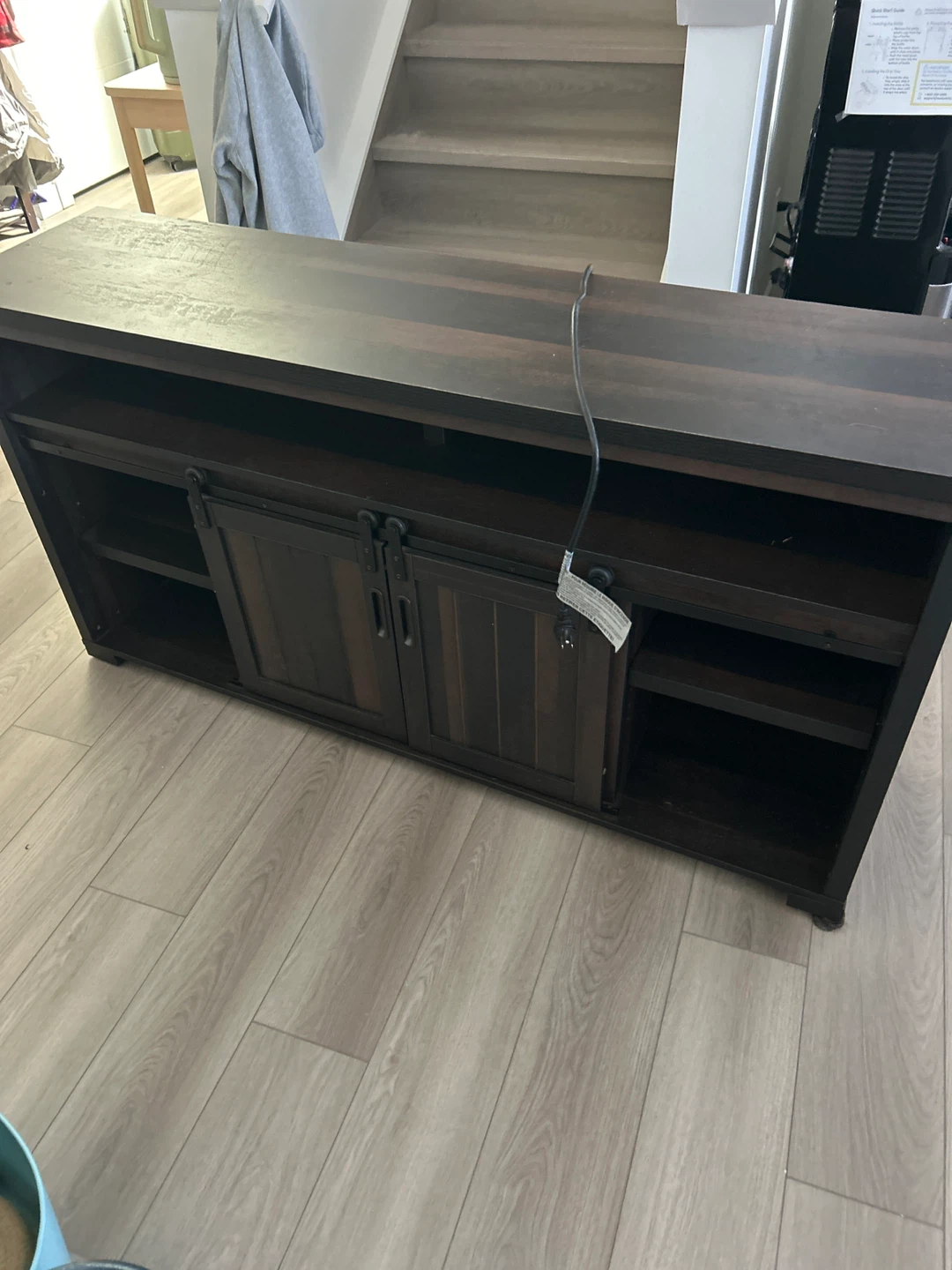 Dark Wood Electric Fireplace Media Console