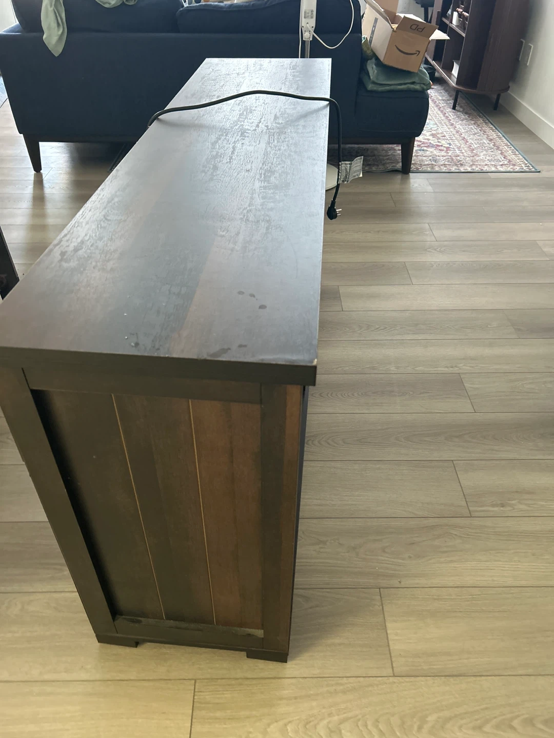 Dark Wood Electric Fireplace Media Console - photo 2