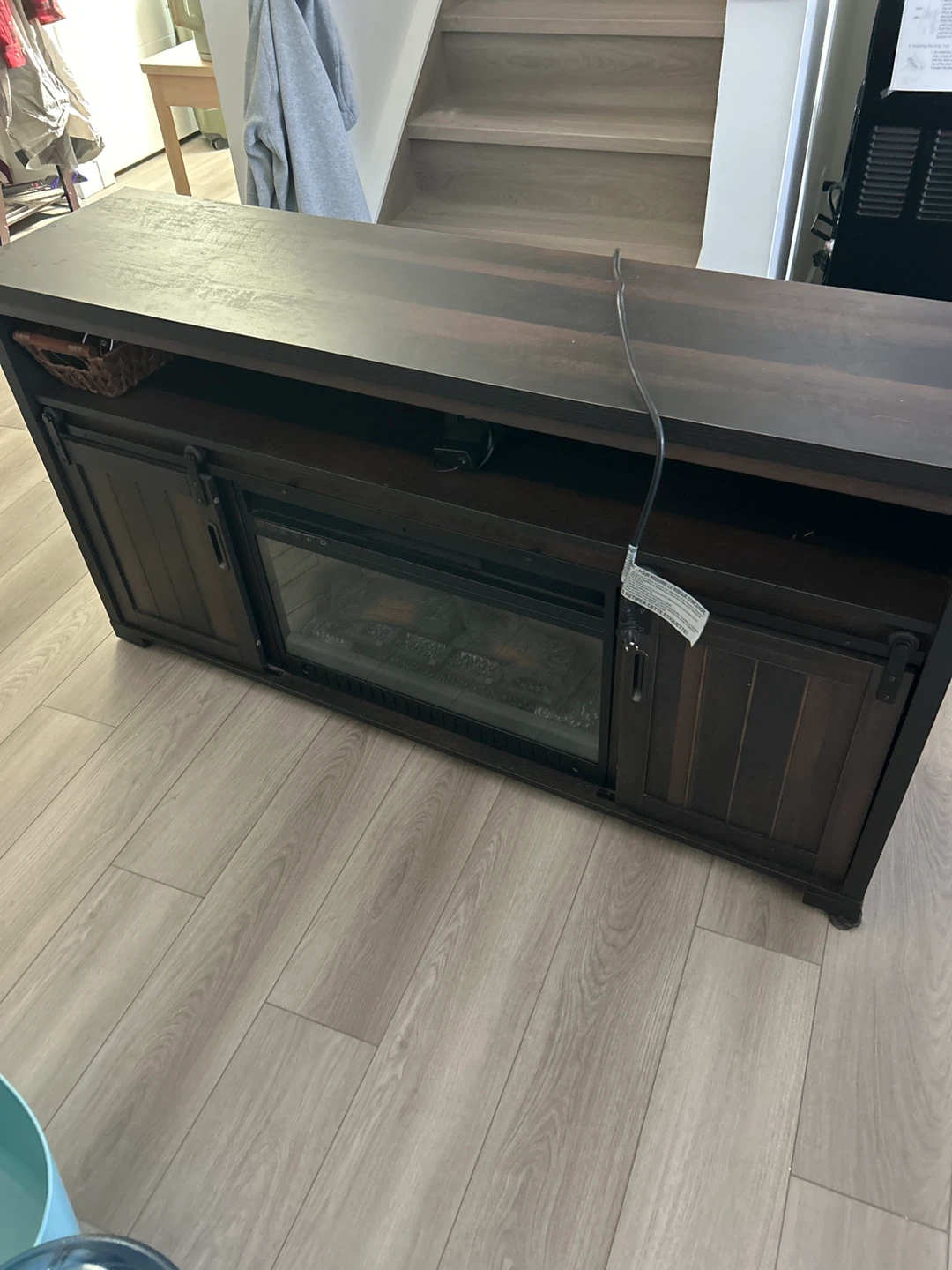 Dark Wood Electric Fireplace Media Console - photo 3