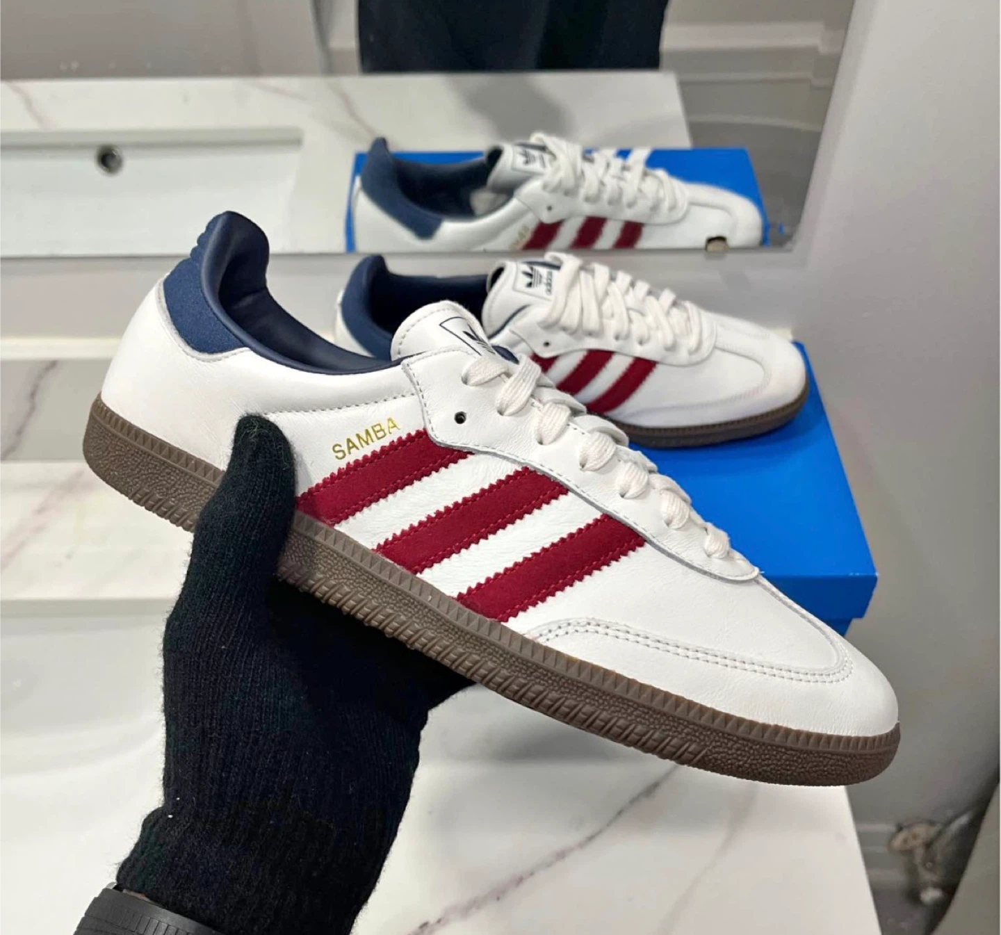 Adidas Samba OG Shoes White/Red/Blue