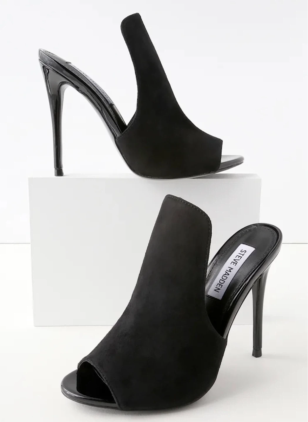 Steve Madden Sinful Black Suede Stiletto Mules - Size 37
