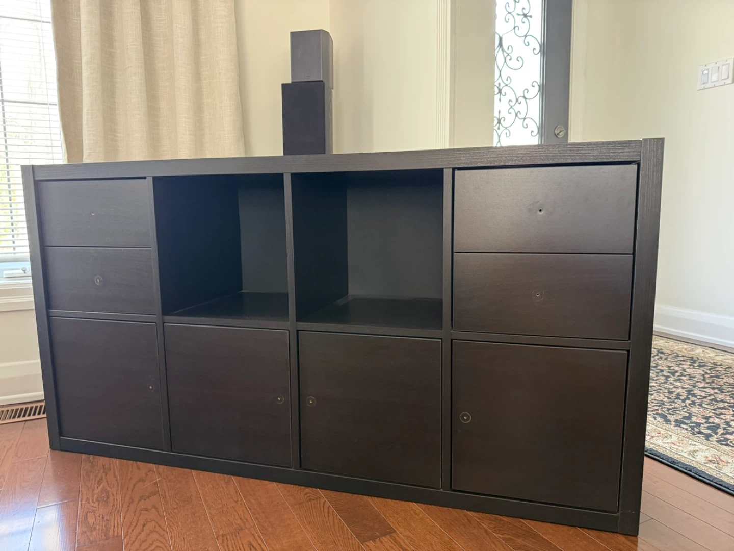 Black Storage Unit with Shelves, Drawers & Doors