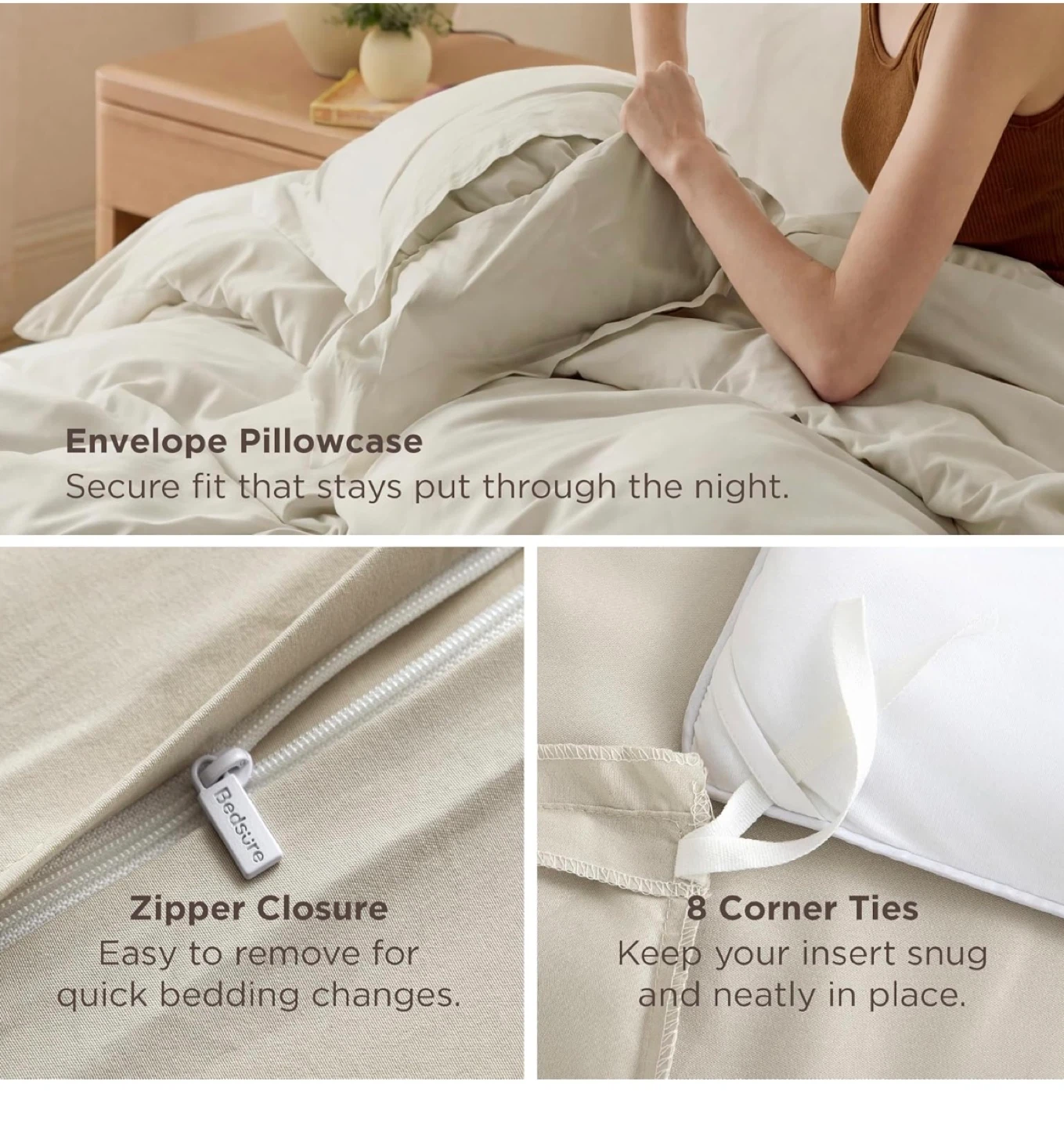 BedSure queen Duvet Cover with 2 pillow cases