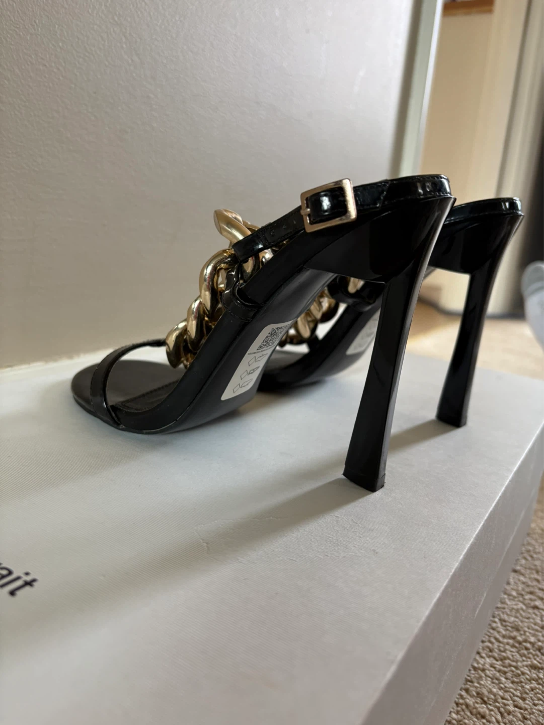 ASOS DESIGN Black Patent Chain Heeled Sandals - photo 2