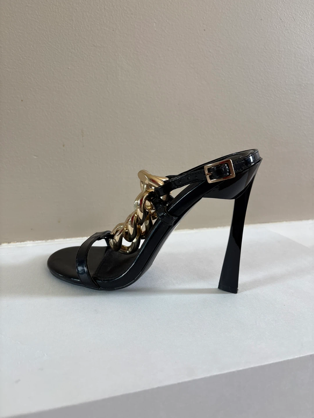 ASOS DESIGN Black Patent Chain Heeled Sandals - photo 4