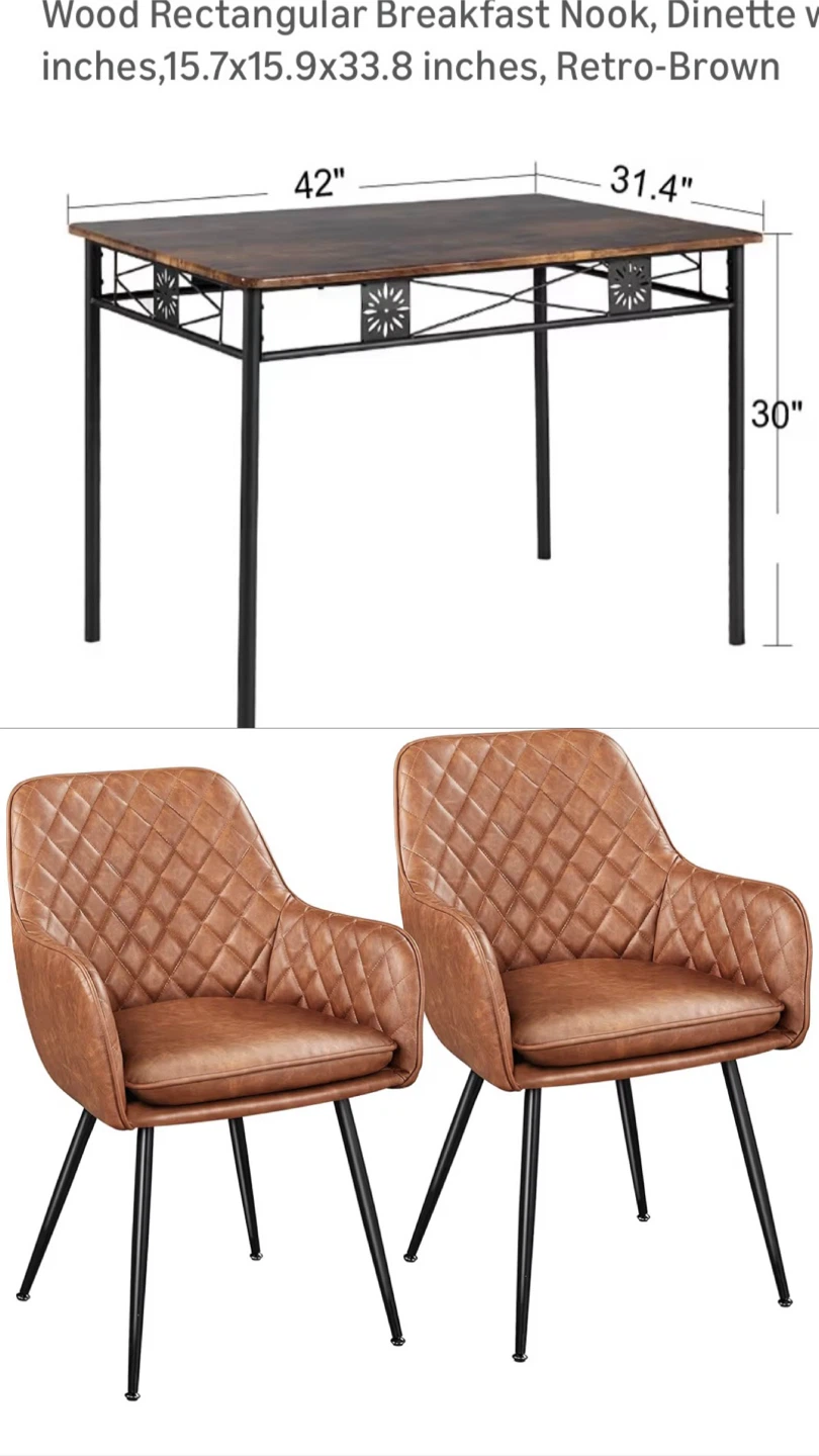 Set of 4 Brown Dining Chairs and Table