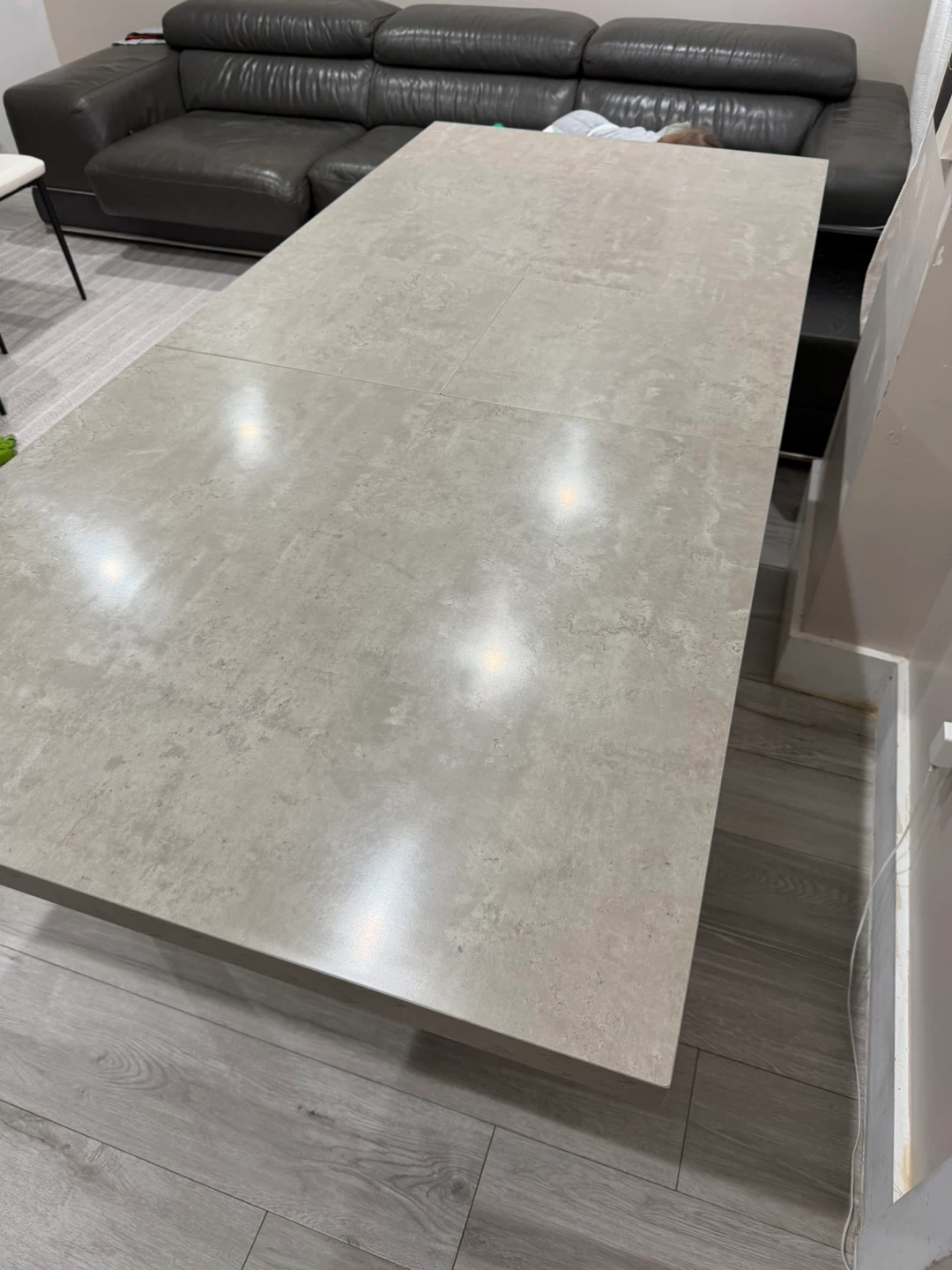 Extendable Dining Table - Grey Stone-Look Top - photo 3