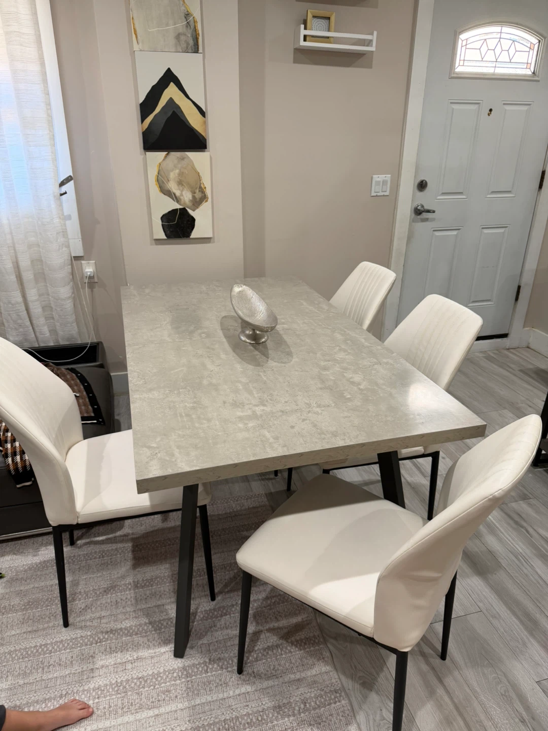 Extendable Dining Table - Grey Stone-Look Top