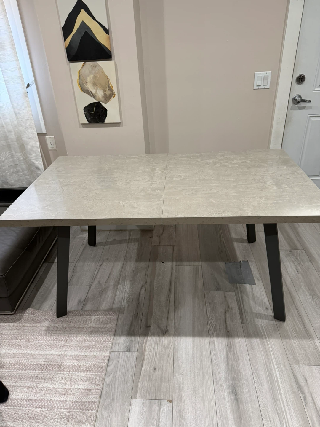 Extendable Dining Table - Grey Stone-Look Top - photo 2