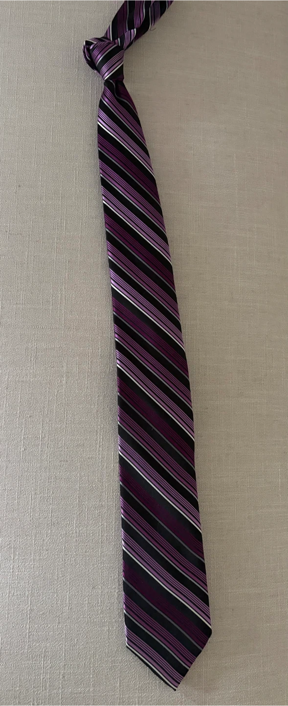 Striped Purple and Black Men's Tie